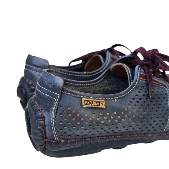 Pikolinos Mens Jerez Perforated Lace Up Leather Sneakers in Blue Azul, Size 41/8 - Picture 7 of 10